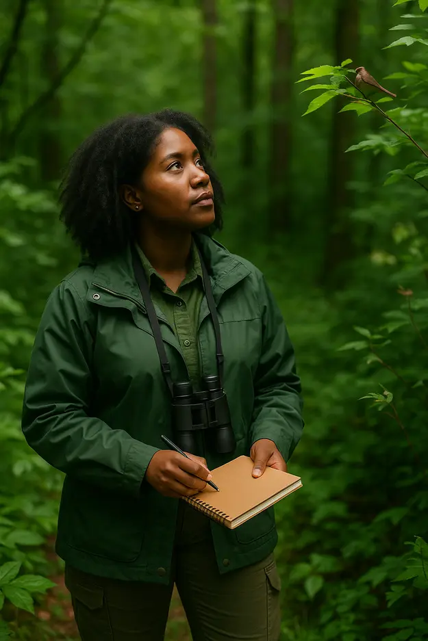 Grow Your Freelance Business with Solo. A woman with notebook standing in a jungle