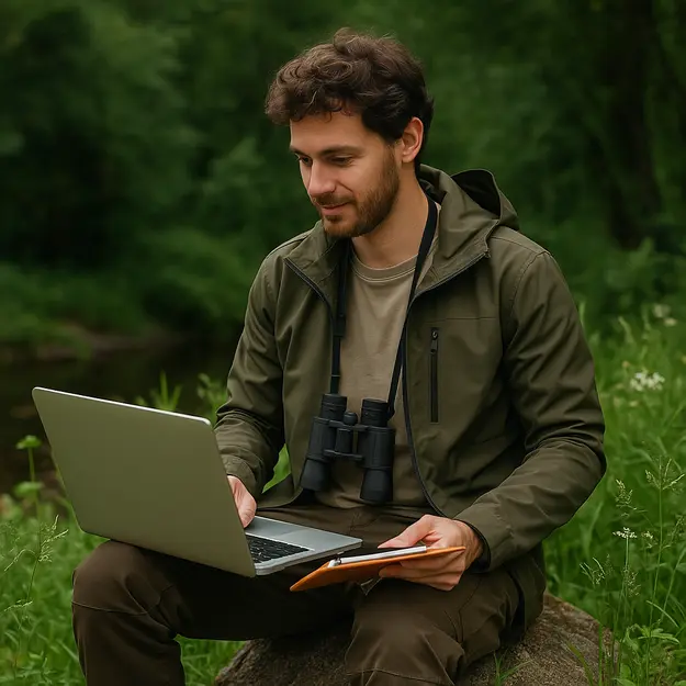 Grow Your Freelance Business with Solo. A person with laptop sitting in a jungle