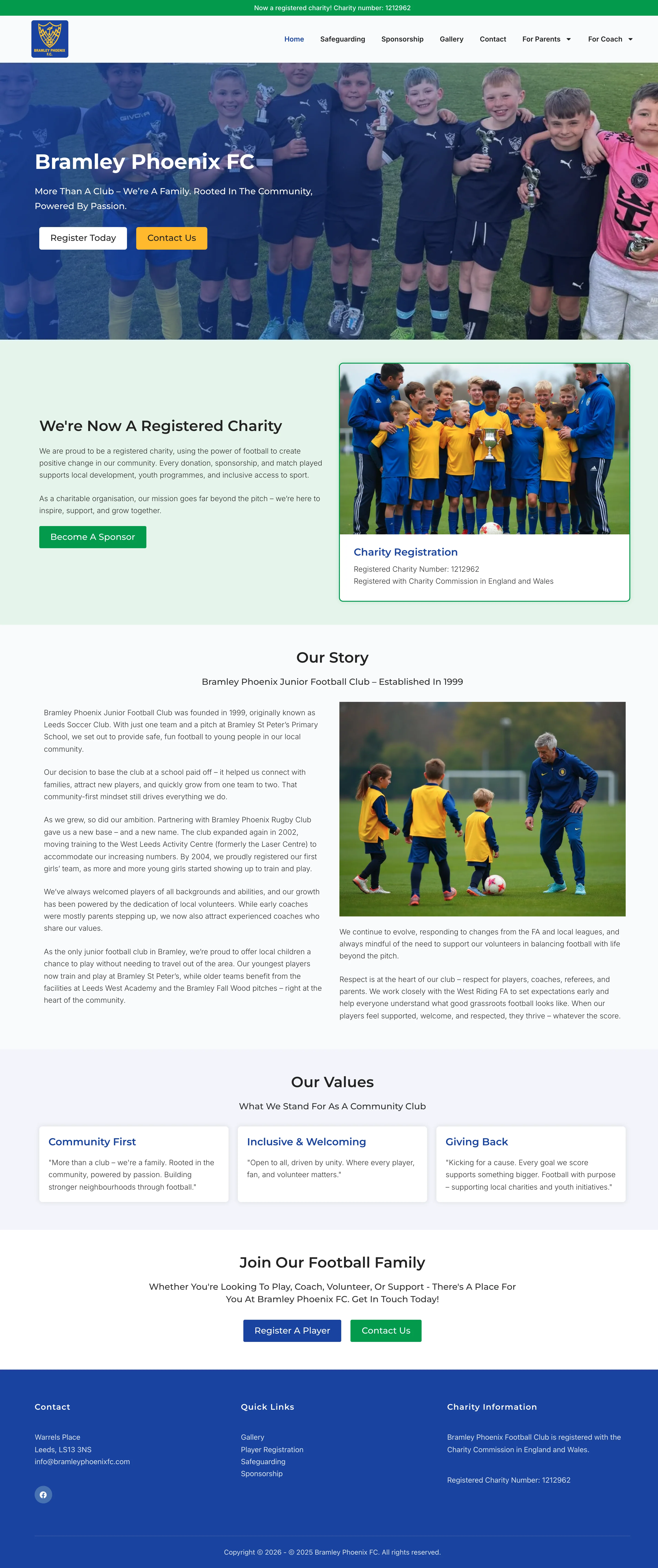 Bramley Phoenix FC website as it is today
