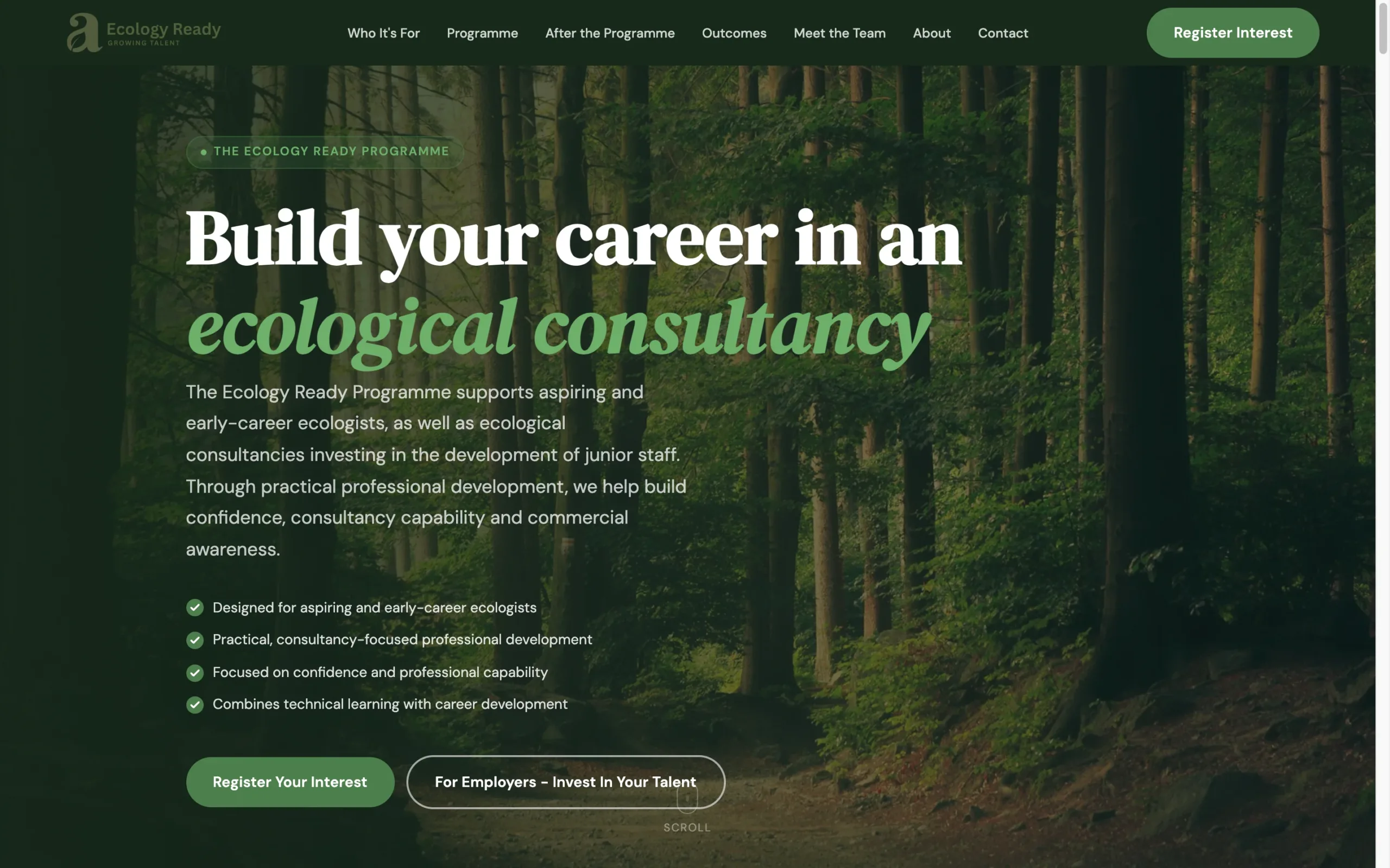 Ecology Ready website, desktop