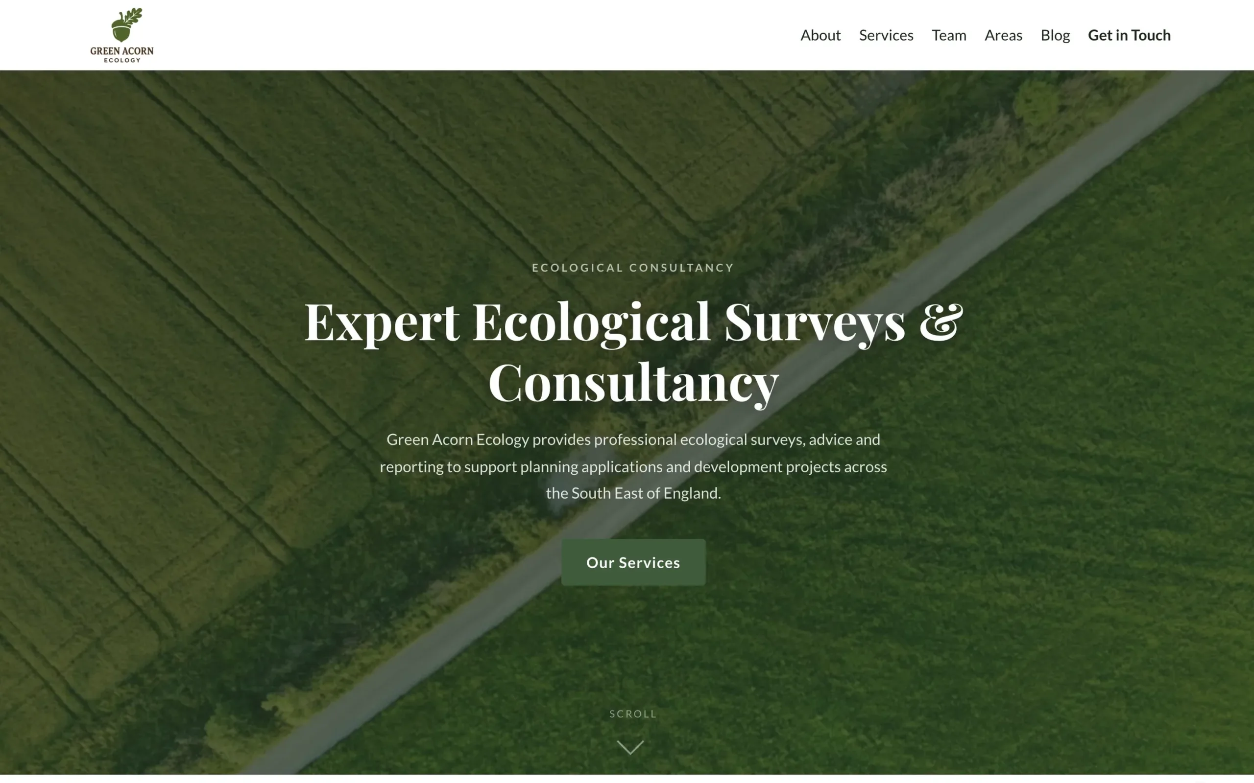 Green Acorn Ecology website, desktop