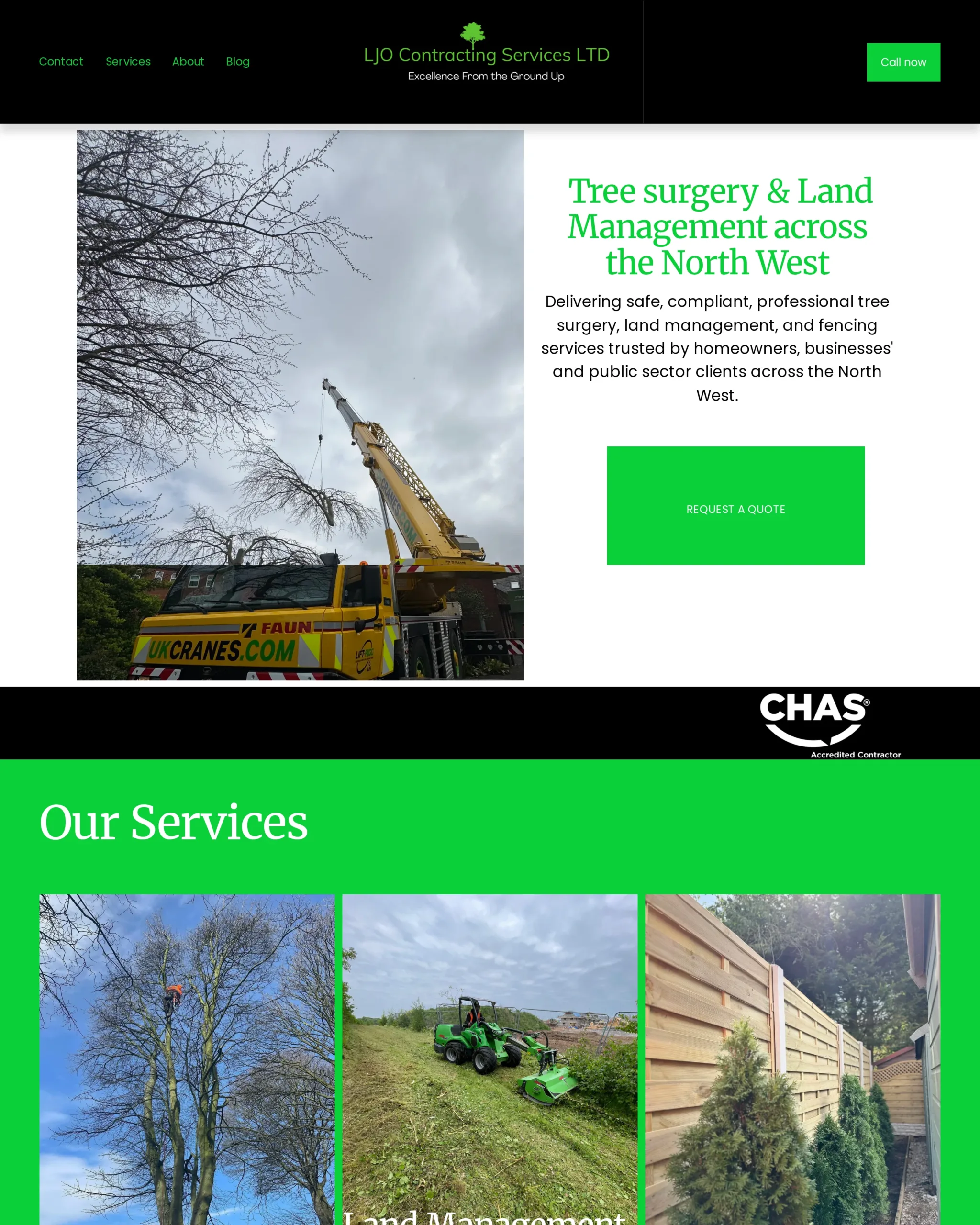 LJO Contracting Services website before the rebuild